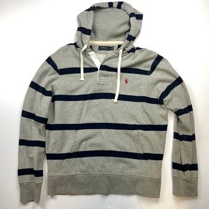 Polo Ralph Lauren Striped Gray Fleece Hoodie